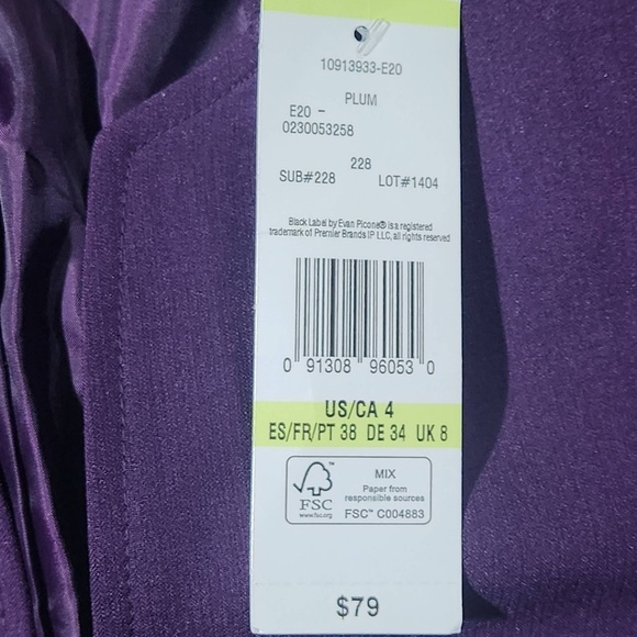 Black Label by EvanPicone Womens Purple Long Sleeve Collarless Blazer Size 4 - Picture 6 of 8